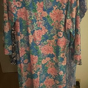 Lilly Pulitzer Long Sleeve Floral Dress in Blue and Pink